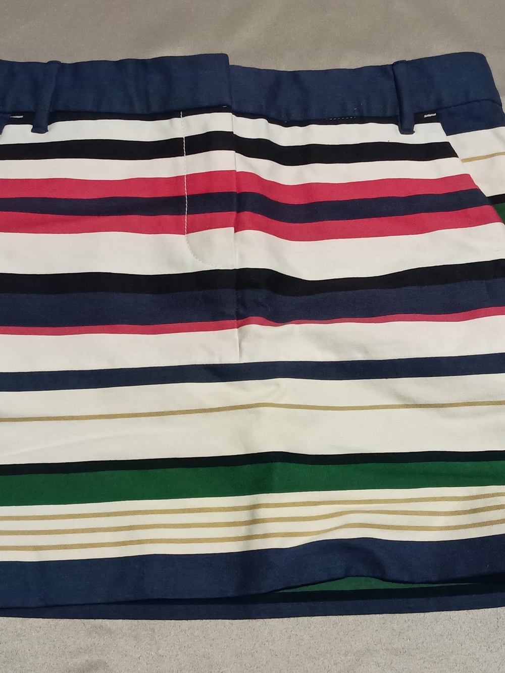 J. Crew Striped Mini Skirt in Navy, White, Red, Green, Gold & Black